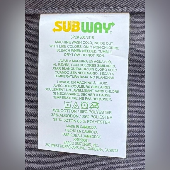 SUBWAY Employee Black String Apron BRAND NEW S007311B - Picture 4 of 4